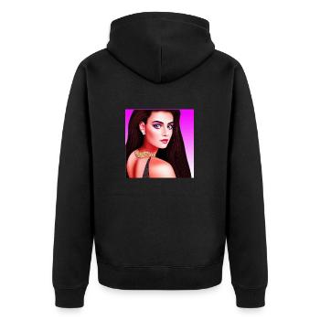 Retrowave Synthwave 80s Character Design - Unisex Premium Bio Zip Hoodie - Schwarz - Hinten - Nico (187cm)