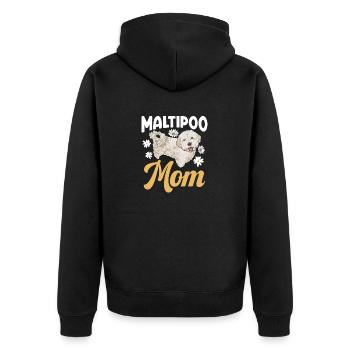 Maltipoo Hund - Unisex Premium Bio Zip Hoodie - Schwarz - Hinten - Nico (187cm)