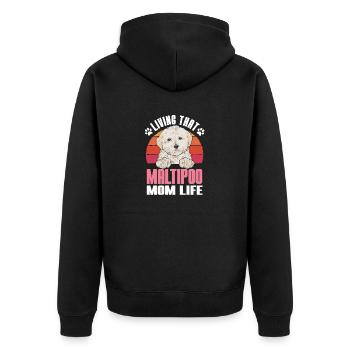 Maltipoo Hund - Unisex Premium Bio Zip Hoodie - Schwarz - Hinten - Nico (187cm)