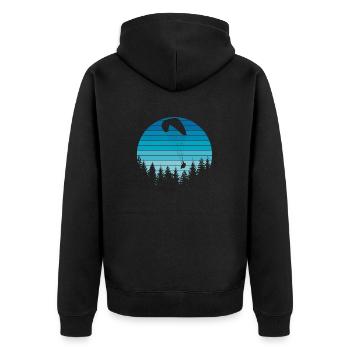 Gleitschirm Paraglider in Blau - Unisex Premium Bio Zip Hoodie - Schwarz - Hinten - Nico (187cm)