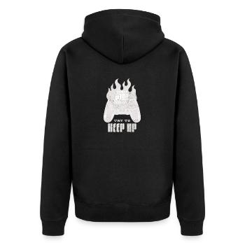 Ich brauche keine Therapie Ich brauche nur meine Videospiele - Unisex Premium Bio Zip Hoodie - Schwarz - Hinten - Nico (187cm)