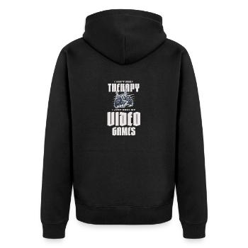 Ich brauche keine Therapie Ich brauche nur meine Videospiele - Unisex Premium Bio Zip Hoodie - Schwarz - Hinten - Nico (187cm)