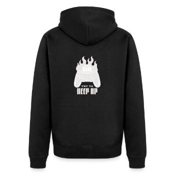 Ich brauche keine Therapie Ich brauche nur meine Videospiele - Unisex Premium Bio Zip Hoodie - Schwarz - Hinten - Nico (187cm)