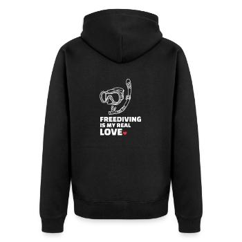 Freediving - Unisex Premium Organic Zip Hoodie - black - Back - Nico (187cm)