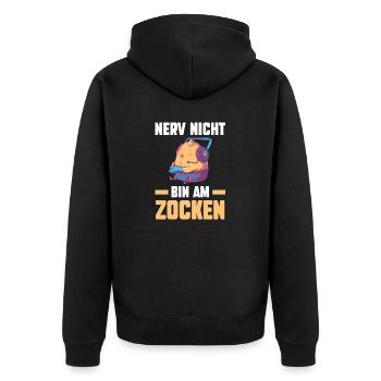 Nerv Nicht Bin Am Zocken Küken Gamer - Unisex Premium Bio Zip Hoodie - Schwarz - Hinten - Nico (187cm)
