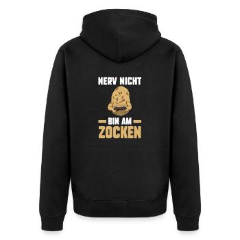 Nerv Nicht Bin Am Zocken Gamer Gaming - Unisex Premium Bio Zip Hoodie - Schwarz - Hinten - Nico (187cm)