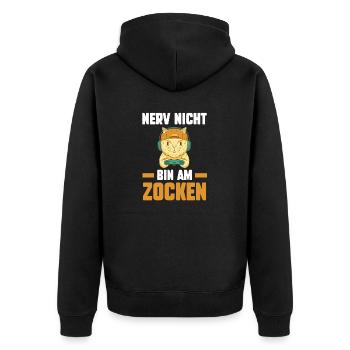 Nerv Nicht Bin Am Zocken Katzen Gamer - Unisex Premium Bio Zip Hoodie - Schwarz - Hinten - Nico (187cm)