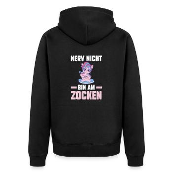Nerv Nicht Bin Am Zocken Einhorn Gamer - Unisex Premium Bio Zip Hoodie - Schwarz - Hinten - Nico (187cm)