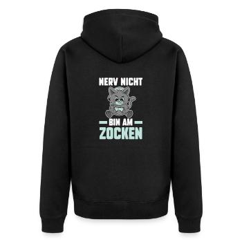 Nerv Nicht Bin Am Zocken Katze - Unisex Premium Bio Zip Hoodie - Schwarz - Hinten - Nico (187cm)