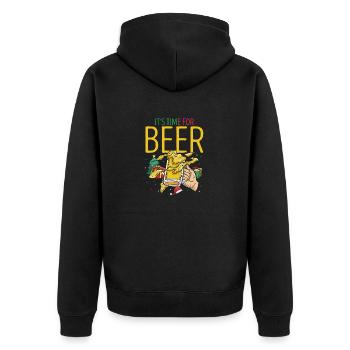 It's Time For Beer Funny Beer Lover Christmas Tee - Unisex Premium Bio Zip Hoodie - Schwarz - Hinten - Nico (187cm)