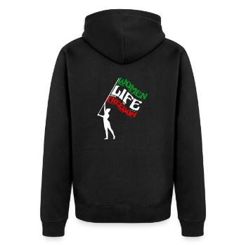 Liberté de vie des femmes - Liberté pour toutes les femmes - Veste à capuche bio Premium Unisexe - noir - Dos - Nico (187cm)