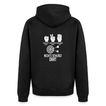Dart Dartsspieler Darts - Unisex Premium Bio Zip Hoodie - Schwarz - Hinten - Nico (187cm)