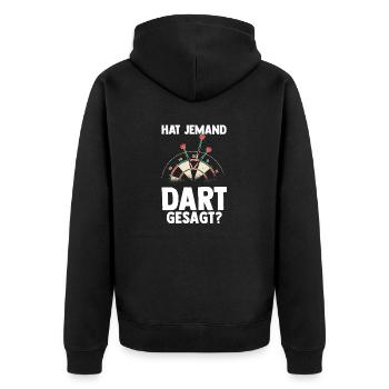 Dart Dartsspieler Darts - Unisex Premium Bio Zip Hoodie - Schwarz - Hinten - Nico (187cm)