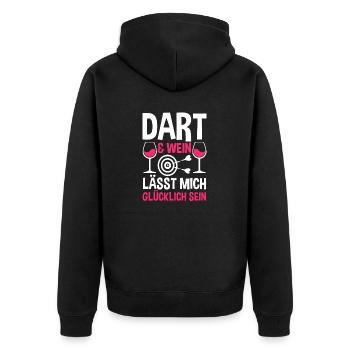 Dart Wein Dartsspieler Darts - Unisex Premium Bio Zip Hoodie - Schwarz - Hinten - Nico (187cm)