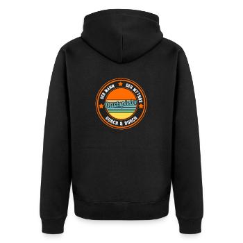 Dart Dartsspieler Darts - Unisex Premium Bio Zip Hoodie - Schwarz - Hinten - Nico (187cm)