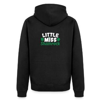 Kleines Fräulein Kleeblatt Niedlich St. Patricks - Unisex Premium Bio Zip Hoodie - Schwarz - Hinten - Nico (187cm)