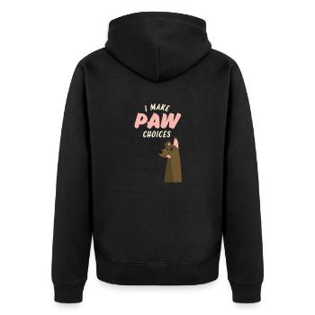 Ich treffe Pfotenentscheidungen, ich treffe schlechte Entscheidungen Hundeliebhaber - Unisex Premium Bio Zip Hoodie - Schwarz - Hinten - Nico (187cm)