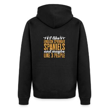 English Springer Spaniel Dog - Unisex Premium Organic Zip Hoodie - black - Back - Nico (187cm)