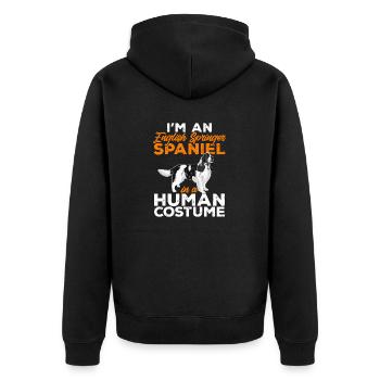 English Springer Spaniel Dog - Unisex Premium Organic Zip Hoodie - black - Back - Nico (187cm)