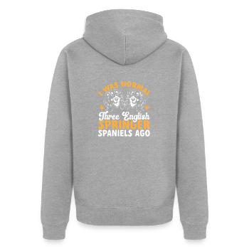 English Springer Spaniel Dog - Unisex Premium Organic Zip Hoodie - heather grey - Back - Nico (187cm)