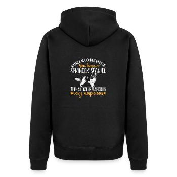 English Springer Spaniel Dog - Unisex Premium Organic Zip Hoodie - black - Back - Nico (187cm)