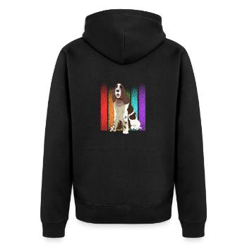 English Springer Spaniel Dog - Unisex Premium Organic Zip Hoodie - black - Back - Nico (187cm)