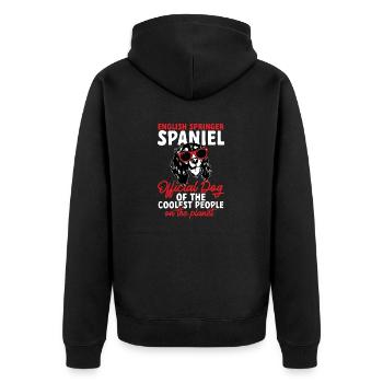 English Springer Spaniel Dog - Unisex Premium Organic Zip Hoodie - black - Back - Nico (187cm)