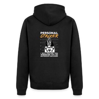 English Springer Spaniel Dog - Unisex Premium Organic Zip Hoodie - black - Back - Nico (187cm)