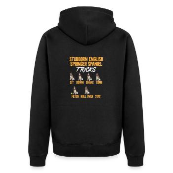 English Springer Spaniel Dog - Unisex Premium Organic Zip Hoodie - black - Back - Nico (187cm)