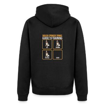 English Springer Spaniel Dog - Unisex Premium Organic Zip Hoodie - black - Back - Nico (187cm)