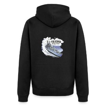 Für die Ehre, niemals zu vergessen Für die Ehre, n - Unisex Premium Bio Zip Hoodie - Schwarz - Hinten - Nico (187cm)