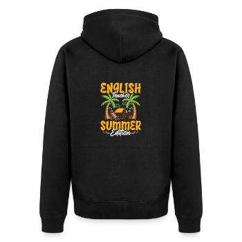 English Teacher Summer Edition Language Grammar - Unisex Premium Bio Zip Hoodie - Schwarz - Hinten - Nico (187cm)