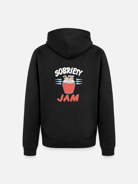 Sobriety Is My Jam Retro Sober Cool Designs - Unisex Premium Organic Zip Hoodie - black