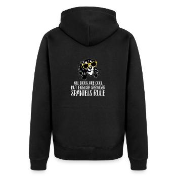 English Springer Spaniel Dog - Unisex Premium Organic Zip Hoodie - black - Back - Nico (187cm)