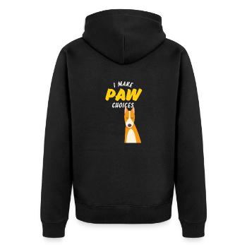 Ich treffe Pfotenentscheidungen, ich treffe schlechte Entscheidungen Hundeliebhaber - Unisex Premium Bio Zip Hoodie - Schwarz - Hinten - Nico (187cm)