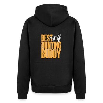 English Springer Spaniel Dog - Unisex Premium Organic Zip Hoodie - black - Back - Nico (187cm)