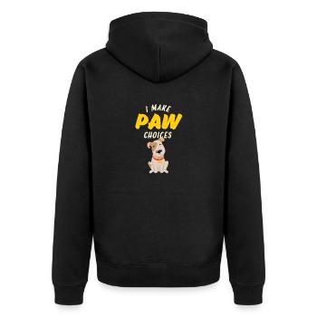 Ich treffe Pfotenentscheidungen, ich treffe schlechte Entscheidungen Hundeliebhaber - Unisex Premium Bio Zip Hoodie - Schwarz - Hinten - Nico (187cm)