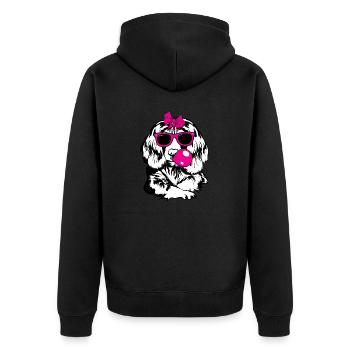 English Springer Spaniel Dog - Unisex Premium Organic Zip Hoodie - black - Back - Nico (187cm)
