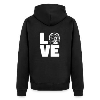 English Springer Spaniel Dog - Unisex Premium Organic Zip Hoodie - black - Back - Nico (187cm)