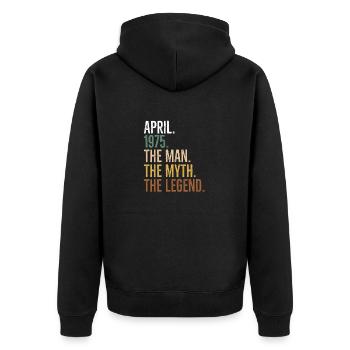 April 1975 The Man The Myth The Legend - Unisex Premium Organic Zip Hoodie - black - Back - Nico (187cm)