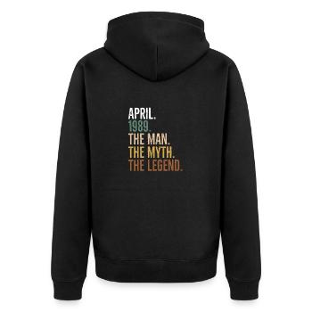 April 1989 The Man The Myth The Legend - Unisex Premium Organic Zip Hoodie - black - Back - Nico (187cm)