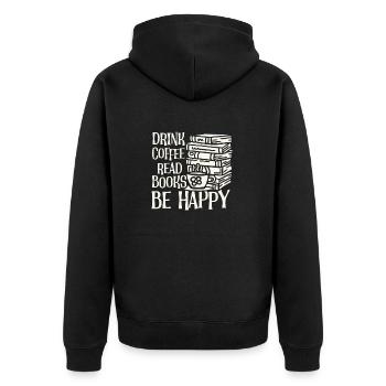 Boire du café, lire des livres, être heureux - Veste à capuche bio Premium Unisexe - noir - Dos - Nico (187cm)