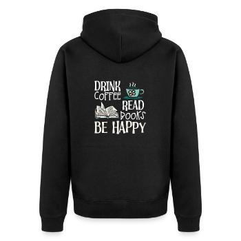 Boire du café, lire des livres, être heureux - Veste à capuche bio Premium Unisexe - noir - Dos - Nico (187cm)