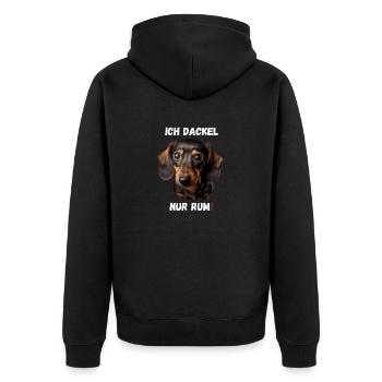 Süßer Dackel - Ich Dackel nur rum! - Unisex Premium Bio Zip Hoodie - Schwarz - Hinten - Nico (187cm)