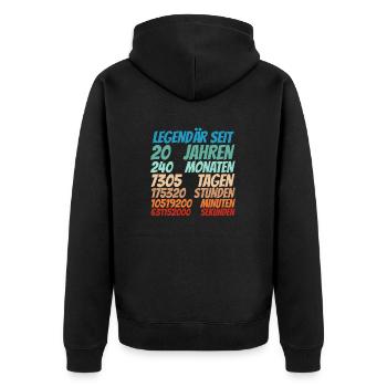 Legendär seit 20 Jahre alt 20. Geburtstag Frauen - Unisex Premium Bio Zip Hoodie - Schwarz - Hinten - Nico (187cm)