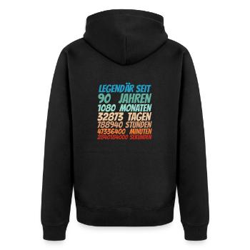Legendär seit 90 Jahre alt 90. Geburtstag Frauen - Unisex Premium Bio Zip Hoodie - Schwarz - Hinten - Nico (187cm)