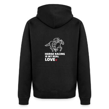 Ich Liebe Pferderennen - Unisex Premium Bio Zip Hoodie - Schwarz - Hinten - Nico (187cm)