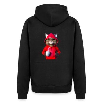 Bonjour café chat - Veste à capuche bio Premium Unisexe - noir - Dos - Nico (187cm)