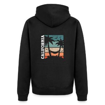 Californie Été Soleil Palmiers Plage Eau - Veste à capuche bio Premium Unisexe - noir - Dos - Nico (187cm)