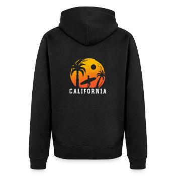 Californie Soleil d’été Palm Beach Eau - Veste à capuche bio Premium Unisexe - noir - Dos - Nico (187cm)